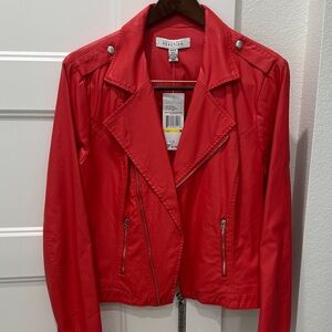 Kenneth Cole Reaction Vibrant Red Leather Jacket